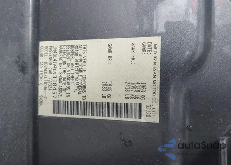 2020 Nissan Altima S Fwd z USA, uszkodzony, nr VIN 1N4BL4BV4LN318457